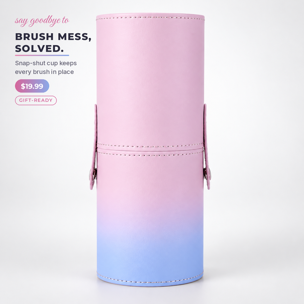 Pink Gradient Makeup Brush Holder Cup