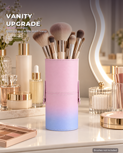 Pink Gradient Makeup Brush Holder Cup